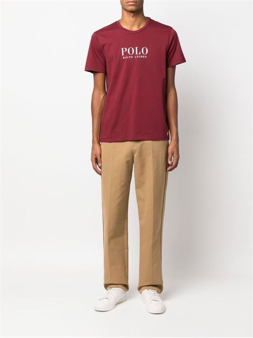 T-shirt uomo con scritta sul petto color bordeaux POLO RALPH LAUREN | 714862615008